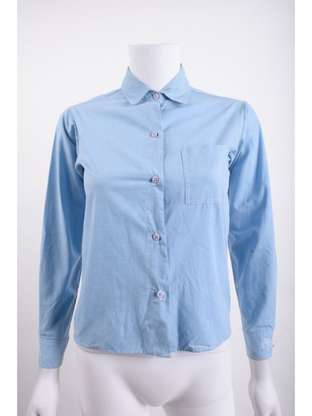 Vintage Girl Scouts Brownie Blouse Shirt Top Size 10 Blue Long Sleeve 90s